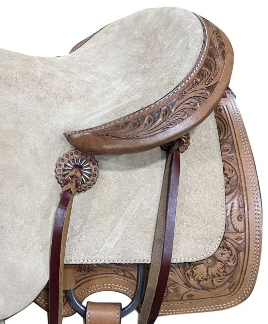16" Circle S Roper Western Saddle with floral tooling on skirt #3